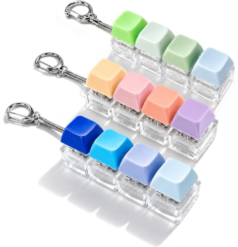 Quelcc 3 Pièces Jouet Fidget Clavier Porte-Clés, Fidget Toys Anti Stresss, Clavier Clic, Anti Stress Clavier, Touche de Clavier Anti Stress, pour Décompression Décoration, Bunt