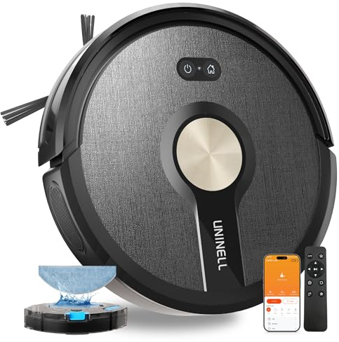 uninell Robot Vacuum and Mop Combo,5000Pa Robotic Vacuum Cleaner,180mins Runtime Vacuum Robot with App/Remote/Alexa Control, Ideal for Hard Floor/Carpet/Pet Hair, Self-Charge,Schedule Clean(UR1)