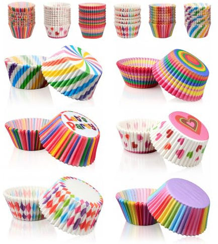 Moldes Magdalenas Papel 600 Piezas Cápsulas Repostería Antiadherentes Grado Alimenticio Tamaño Estándar para Cupcakes Muffins Papel para Hornear Postres Cumpleaños Bodas Fiestas 6 Diseños Diferentes