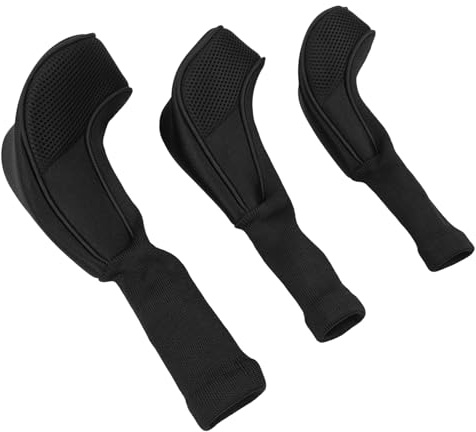 RiToEasysports Copritesta per Mazze da Golf Copricapo per Mazze da Golf in Rete di Nylon Set Collo Lungo Elastico 3 Pezzi per Legni da Fairway e da Lavoro per Uomini Donne Bambini (BLACK)