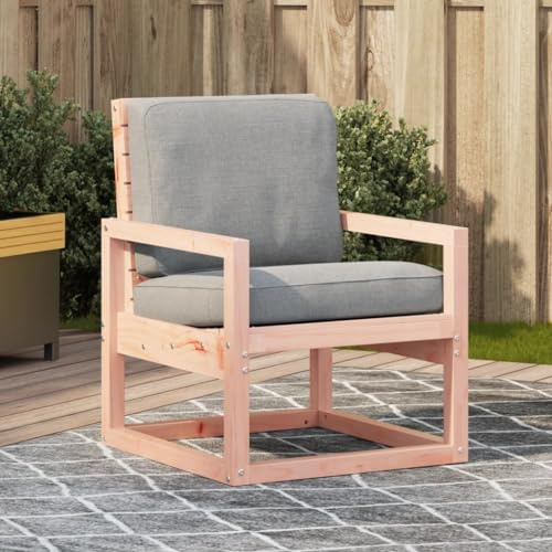 Kaloriko Silla de jardín de madera maciza Douglas, 57,5 x 63 x 76 cm, con reposabrazos y respaldo para terraza, balcón y jardín, resistente a la intemperie, estable y cómoda para relajarse en el