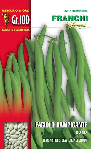 Franchi sementi semi di fagioli e fagiolini nani e rampicanti in confezioni varie (rampicante s.anna, 100 grammi)