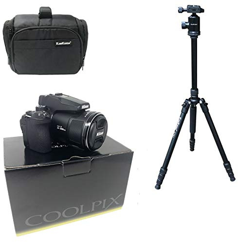 KamKorda Camera Bag + Tripod + P950 4K Digital Compact Camera, 16MP 1/2.3 BSI CMOS Sensor, 83x Optical Zoom Lens, Dual Detect Optical Vibration Reduction, Built-In Wi-Fi and Bluetooth