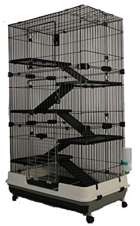 MyPets - Nager Käfig Big CAGE XXXL 160x75x50 cm mit Schublade für leichtes Reinigen - Voliere für Degu, Chinchilla, Frettchen & Co - mit Etagen und Leitern auf Rollen