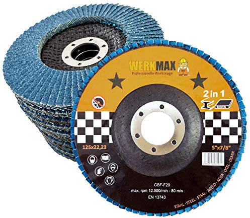 Werkmax Fächerscheiben 30 Stück | 125 x 22 Korn 40 | Multi Lamellenscheiben