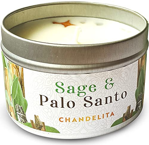 Chandelita Velas Aromáticas Grandes de Salvia y Palo Santo Con Cera de Soja y Aceites Esenciales - Velas Decorativas - Vela Aromatica Perfumadas - Candles - Para relajación y Meditación.