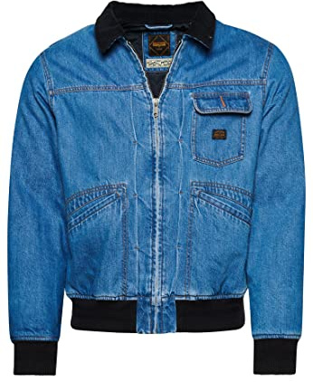 Superdry Chaqueta Vintage para Hombre, añil, L