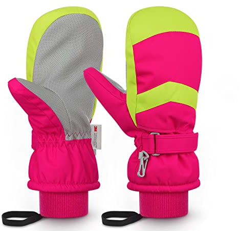 Skihandschuhe Kinder - Wasserdicht Handschuhe Kinder Winterhandschuhe für Jungen und Mädchen, Warme Fäustlinge Handschuhe Atmungsaktiv Winter Thinsulate Ski Schnee Handschuhe für 3-14 Jahre Kinder