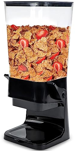 Lekesky Cereal Dispenser, Countertop Dry Food Container Storage for Cereal Box Alternatives, Ideal for Storing Cornflakes, Beans, Granola and Pet Food, 5.5L (Black)