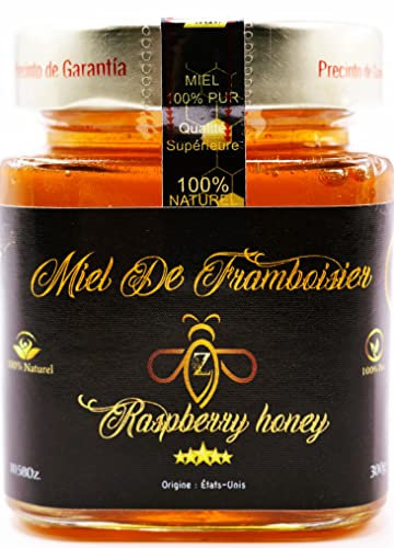 Miel de framboisier 100% Pur Pot de 300g Antioxydant & Antibactérien Recueilli aux États-Unis - De La Qualité La Plus Fine, Une Grande Variété De Saveurs Délicieuses.