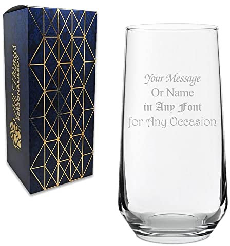 Personalised Engraved Contenta Hiball with Gift Box, Customise with Any Name or Message, Different Fonts Available, Gin Tonic Cocktail Spirits Drinking Glass
