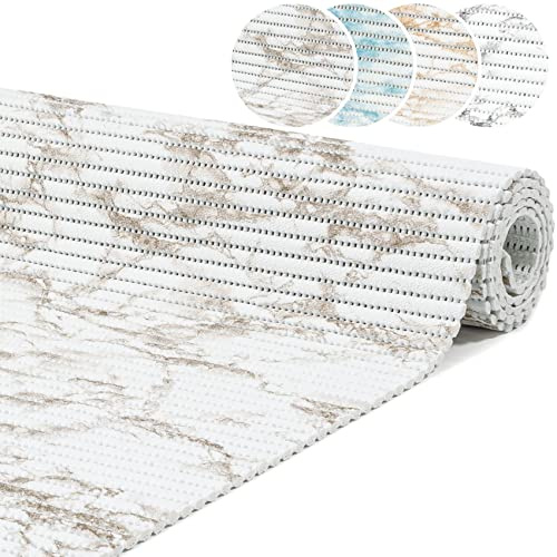 Badmatta mjukskumsmatta, badrum- och duschmatta, halkfri, marmor brun, 120x65 cm