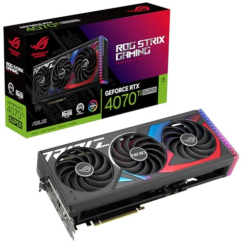 ASUS ROG Strix GeForce RTX 4070 Ti Super – Carte Graphique Gaming (16GB GDDR6X, PCIe 4.0, DLSS 3, HDMI 2.1a, DisplayPort 1.4a, Aura Sync RGB)