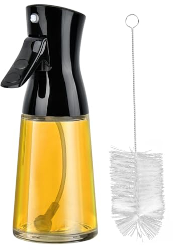 OTYMIOW Spruzzino Olio per Friggitrice Aria Nebulizzatore Spruzzatore Olio per Friggitrice ad Aria Spruzzatore di Olio d'Oliva per Cucinare Flacone Dispenser di Olio Vetro 180ml con Pennello da Pulire