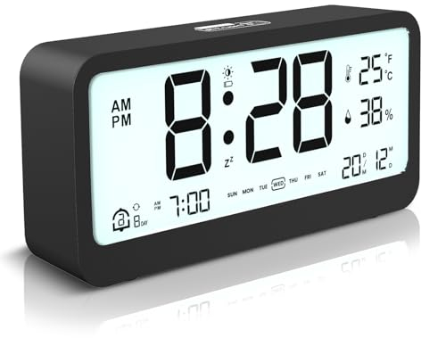 FAPPEN Digital Wecker, Ausgestattet mit LED-Display, einstellbar Snooze, Zwei Wecker und Wochenendmodus für Nachttisch Schlafzimmer Desktop Reisen(Schwarz)