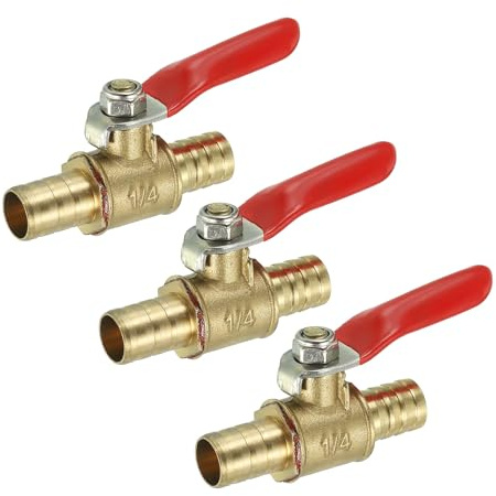 QUARKZMAN 3/8 Mini Ball Ventil Mässing Avstängningsventil Strömbrytare Slang Pipe Beslag 90 Examen Röd Drift Handtag Mässing Ventil 3st