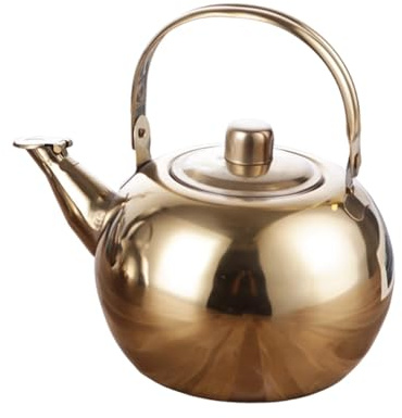 Milageto Tetera de Acero Inoxidable, hervidor de Agua y Mango, Tetera con infusor, cafetera para cocinar, Tetera, Estufas al Aire Libre, 1L