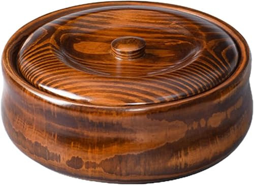 CHJJZXBF Cuenco de Madera con Tapas Decoración del hogar Cuenco de Ramen de Madera para Cocina para Sopa Cereal Guardián Almacenamiento para Ensalada,23cmx7.5cm