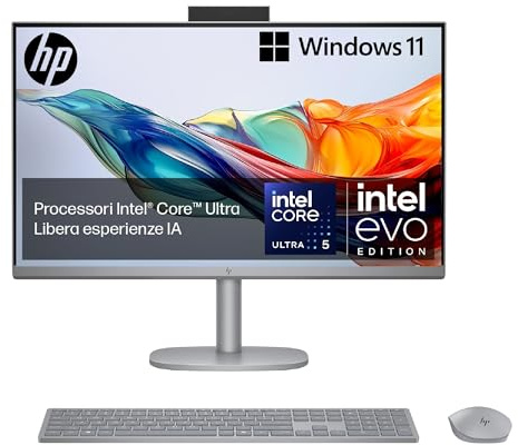 HP Omnistudio X 27-cs0000sl All-in-One, Intel Core Ultra 5-125H, Intel Evo, RAM 16GB DDR5, SSD 1TB, Display 27” IPS FHD Antiriflesso, 5MP IR Privacy Cam, Non è Touch, Windows 11, Grigio