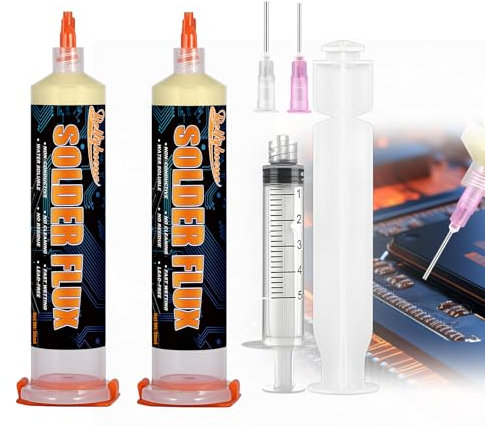 Bellifluous Flussmittel Löten, Lötpaste, 2 Stück Lötzinn Mit Flussmittel. Mit 4 Nadeln und 2 Schubstange, Kein Reinigungs Flussmittel für Präzises Elektronisches Löten von IC/CPU/PCB/LED/BGA/SMD