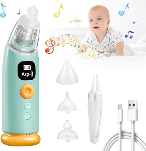 HyAdierTech Nasensauger Baby, Wasserdicht Nasensauger Baby Elektrisch mit 3 SaugstäRken, Musik und Licht Funktion Und 3 GrößEn Silikon Tipps, Baby Wiederaufladbar für Neugeborene & Säuglinge