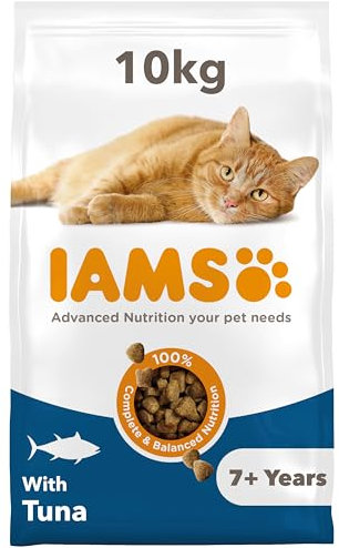IAMS Senior Katzenfutter trocken mit Thunisch - Trockenfutter für ältere Katzen ab 7 Jahren, 10 kg
