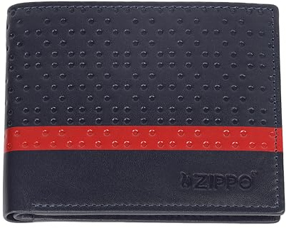 Zippo Geldbörse – Leder – Marine-Blau – Portemonnaie für Damen und Herren – Portmonee mit RFID-Schutz – Sportliches Design mit rotem Akzent – Ideal für Karten und Scheine