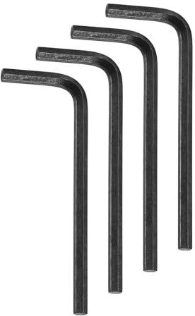 sourcing map 4pcs Hex Key Wrench 1/8 45# Steel L-Shape Hexagon SAE Wrenches Repairing Tool for Home DIY Bike Motorcycle Repair, Black