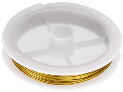 QUARKZMAN Alambre De 26 Pies De Longitud Calibre 20 Acero Inoxidable Alambre Para Joyería Resistente Al Deslustre Alambre Para Abalorios Suministros Para Hacer Joyería Manualidades Dorado