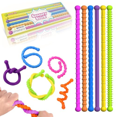 YAYNO Set 6 Fidget Toys Sensoriali Giocattoli per Bambini Adulti con Autismo ADHD e Ansia Giochi Silenziosi da Aula Giochi da Viaggio Essenziali Calmante In caso di Ansia Stress