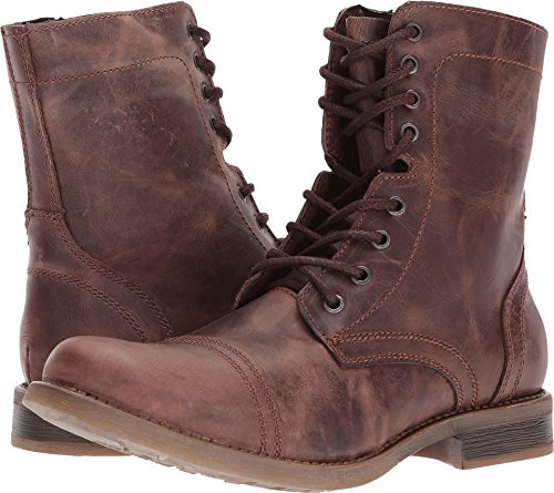 Steve Madden Men's Troopah-C Lace-Up Combat Boot, Brown Leather, 9.5 M