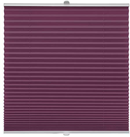 Plissee auf Maß für alle Fenster Montage Glasleiste Blickdicht mit Spannschuh Sonnenschutzrollo Lila Breite: 61-70 cm, Höhe: 40-100 cm