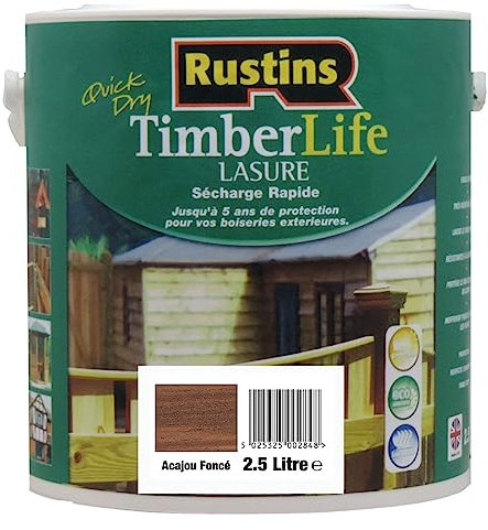 Rustin's (TLDM2500) - Vernici per legno tinto – Uso esterno - Asciugatura veloce – Protezione UV e 5 ANN - Mogano scuro - 12m²/L – 2.5L