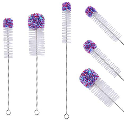 C100AE 3er Set Flaschenbürste Lang Reinigungsbürste Flasche mit Baumwollkopf Rückstandslos und Kratzfrei Flaschenreiniger Bürste für Glasflaschen Babyflaschen