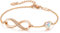 Infinity Armband Damen 925 Sterling Silber Rosegold or Edelstahl, Unendlichkeit Herz Armbänder Kristallen Armkette Valentinstag Muttertag Geburtstags Weihnachten Geschenk für Sie Frauen Freundin mama