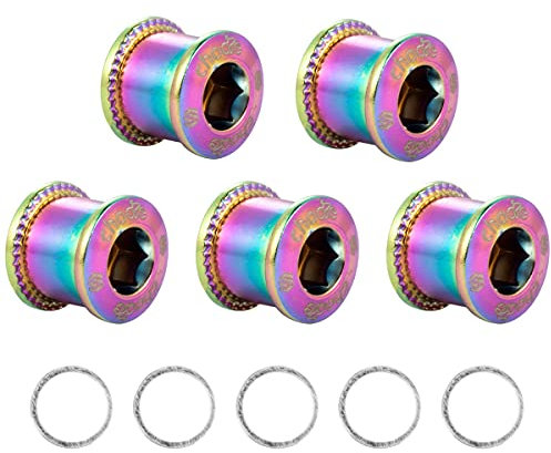 Chooee Singoli/Doppia Bulloni Corona per Bicicletta,M8 Corona Viti per MTB/Bici da Strada, 5 Set Arcobaleno