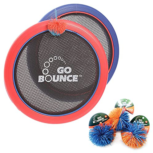 Playlearn Trampoline Tennis Set, 2 Rackets and 4 String Balls, Kids' Sports Game