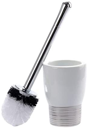 Toalettborste Toalettborste Och Hållare, Keramisk Toalettborste， Dekorativ Toalettskålskrubber För Hygienrengöring Av Toaletten Toalettborstar (Color : White)