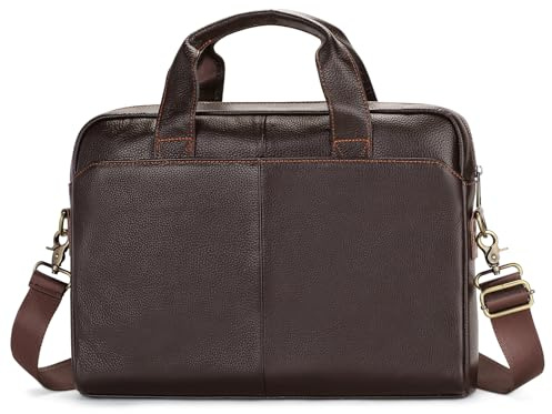 VINBAGGE Borsa Ventiquattrore Uomo in Vera Pelle per PC 15.6 Pollici, Valigetta Lavoro Artigianale in Cuoio, Borsa da Medico e Cartella Portadocumenti Vintage, Idea Regalo Ufficio