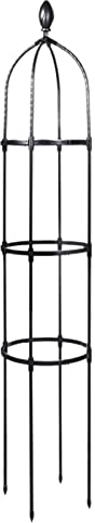 Obelisco enrejado de jardín, obelisco de metal para plantas trepadoras, jaula alta con revestimiento de polietileno, soporte para plantas al aire libre, hortalizas, vides