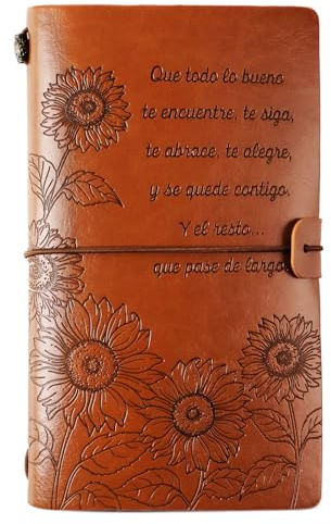GEBETTER Regalo Inspirador para Mujeres Cuaderno de Viaje Cuero Regalo en Español para Cumpleaños Graduación Año Nuevo Navidad Diario a6