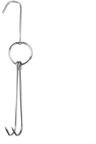 EasyByMall Crochets doubles en acier inoxydable pour rôtir le canard, le poulet et d'autres viandes (A)