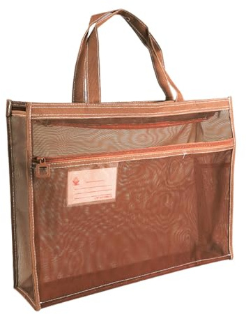 Borsa di fornitura di arte a rete - 17 x 13 x 4,4 pollici Organizzatore di fornitura trasparente con maniglia e cerniera | A3 borsa per poster pittura opere d'arte materiale ens, Kaki, Consulte la