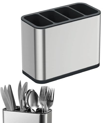 Esshogo Portaposate Scolaposate, Scolaposate con Fondo, Portaposate, Scolaposate acciaio, Porta posate cucina, Portautensili per Posate, Scola posate