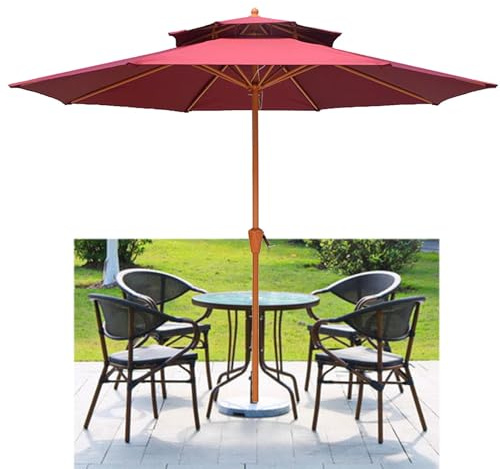 BLGVGKLPNT 9FT Garden Parasol Umbrella, UPF 50+,Sun umbrella for garden,sun shades for garden patio umbrellas clearance for Outdoor Gardens Pool Balcony Patio, Base Not Included (Claret,2.7m (9FT))