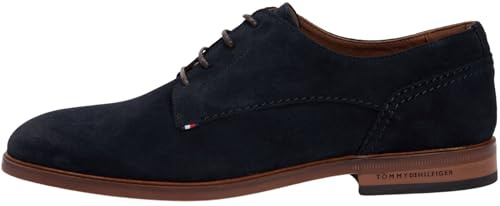 Tommy Hilfiger Hilfiger Chaussures habillées en Daim pour Homme FM0FM05776 Derby, Bleu (Desert Sky), Pointure 40