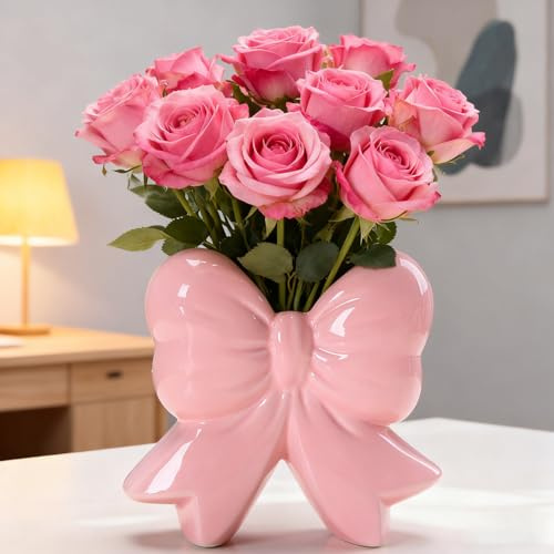 Disoza rosa vaser rosett bordsdekoration keramik modern vas vintage vas för pampasgräs blommor torkade blommor blomvas vaser för bröllop porslin tulpanvas kök kontor vardagsrum