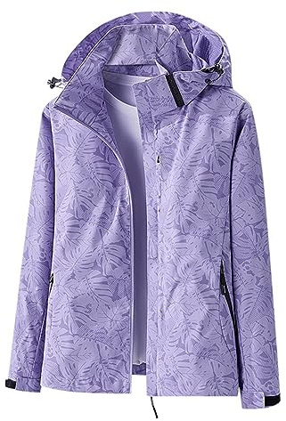 Giacca da Pioggia Leggero Giacca Antipioggia Impermeabile Donna Ripiegabile Cappotto Antivento con Coulisse Regolabile da Esterno con Cappuccio Giacca Pioggia per Running, Trekking, Fitness