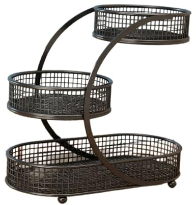 Yajuyi con Niveles, Frutero de Hierro, Cesta Organizadora para Guardar Verduras, para Encimera, Aperitivos, Mesa de Comedor, para Almacenar F, Negro, tal como se describe