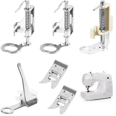 LUCTHY 6 Pcs Sewing Free Motion Foot Set, Metal Quilting Walking Foot